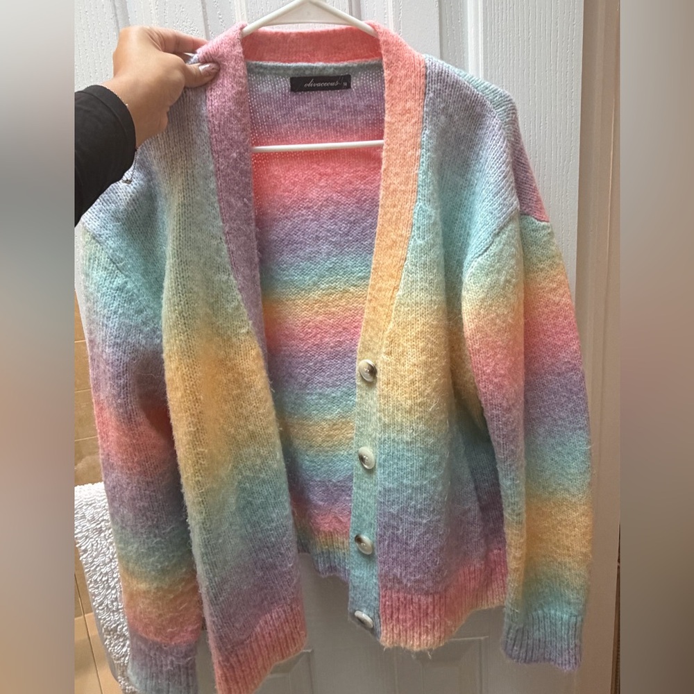 Soft Pastel Rainbow Stripe Women's Sweater